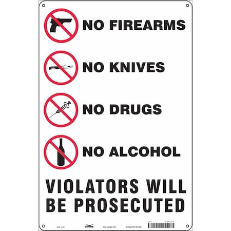 Safety Sign, 18 in H, 12 in W, Aluminum, Vertical Rectangle, English, 449L41