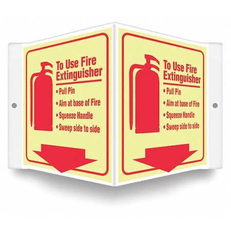 High Visibility Safety Sign, 6 in Height, 8 1/2 in Width, PETG, V-Shape Projection, English