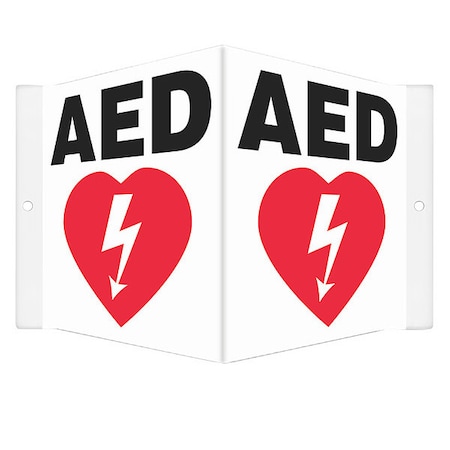 AED, 8 1/2 in W x 6 in H, V-Shape Projection, PETG, 480Y21