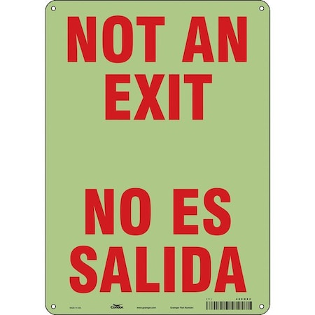 Exit Sign, Plastic, 10" W, 14" H, Not An Exit/No Es Salida, White