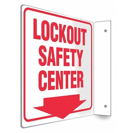 High Visibility Safety Sign, 8 in Height, 8 in Width, PETG, L-Shape Projection, English