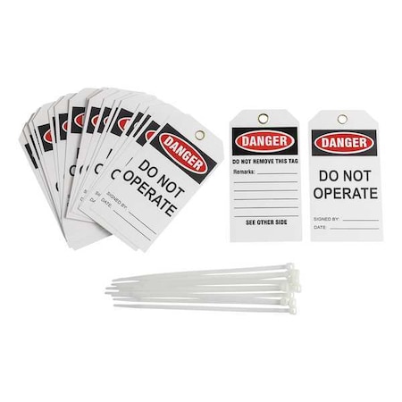Danger Tag, Vinyl, 5 1/2 in H x 3 in W, Rectangle, 25 PK