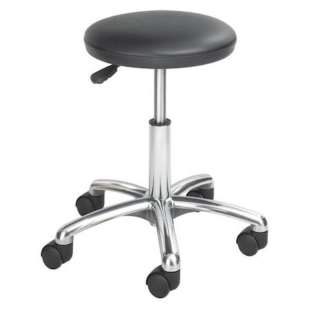 Round Stool, Height Range 16" to 21", Polyurethane Black
