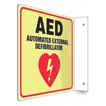 AED AUTOMATIC EXTERNAL DEFIBRILLATOR, 8 in W x 8 in H, L-Shape Projection, PETG, 480W43