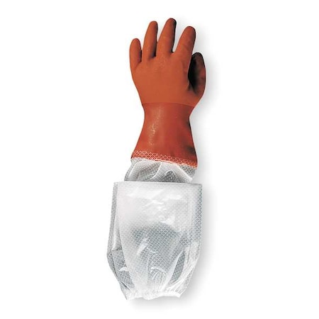 Chemical Resistant Gloves, PVC, 25 in L, Orange, XL, 1 PR