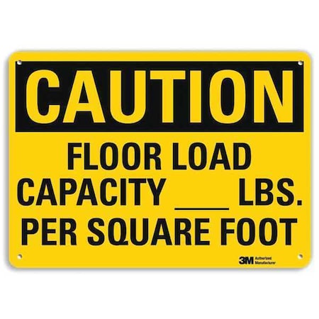 Caution, Floor Load Capacity _ Lbs. Per Square Foot, 10 in x 14 in,  Aluminum, U4-1314-NA_14x10