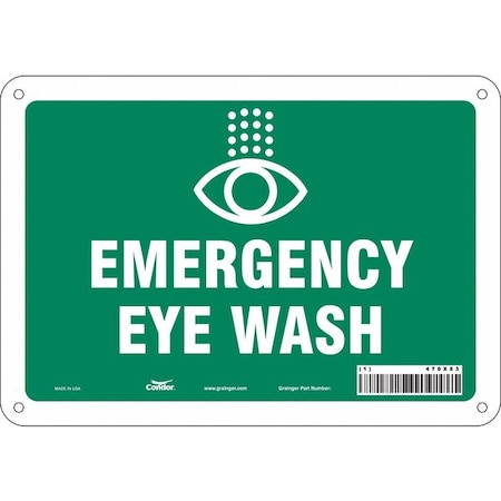 Emergency Eye Wash, 10 in W x 7 in H, Vertical Rectangle, Polyethylene, 470X83