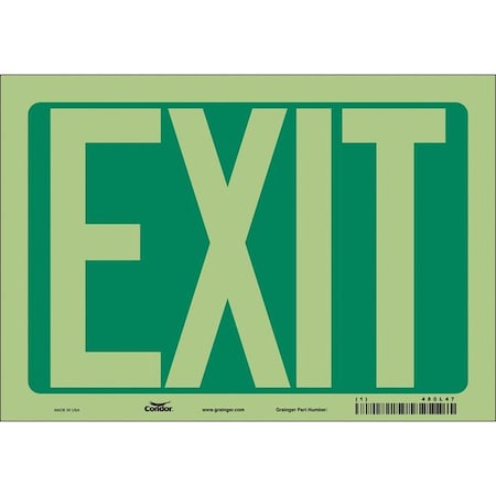 Exit Sign, Vinyl, 10" W, 7" H, EXIT, Green, White
