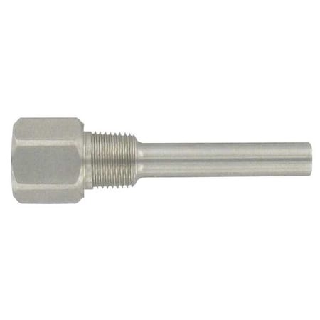Thermowell, 12" length, 1/4" NPT internal connection, 1/2" NPT external connection, 304SS.