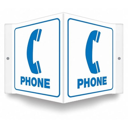 PHONE, 8 1/2 in W x 6 in H, V-Shape Projection, PETG, 480Z74