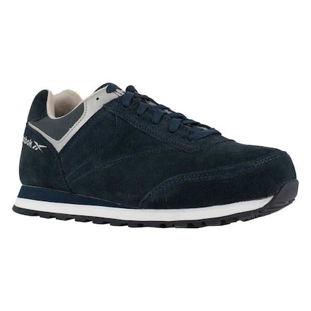 Women's Athletic Shoe, Steel Toe, Suede Upper, Rubber Outsole, Lace Up, Navy Blue, 7 1/2 W