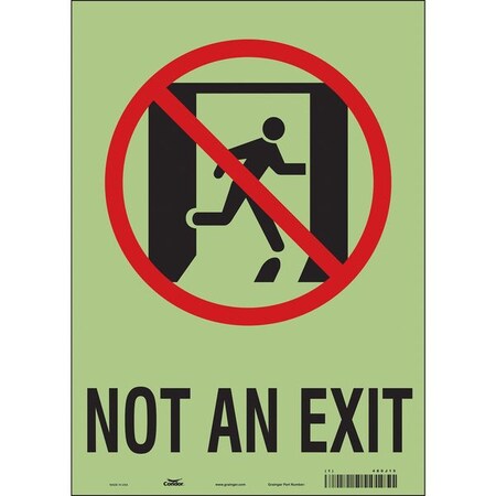 Exit Sign, Vinyl, 10" W, 14" H, Not An Exit, White