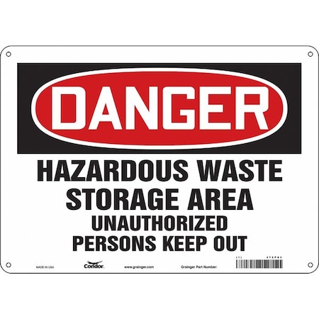 Safety Sign, 10 in Height, 14 in Width, Aluminum, Horizontal Rectangle, English, 472P83