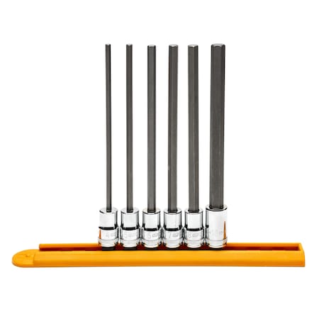 6 Piece 3/8" Drive Long Length Hex Bit Metric Socket Set