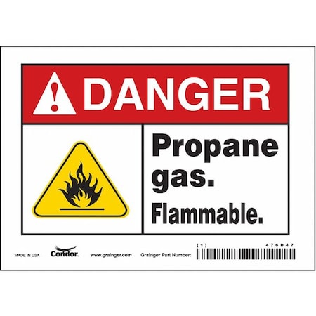 Safety Sign, 5 in Height, 7 in Width, Vinyl, Horizontal Rectangle, English, 476D47