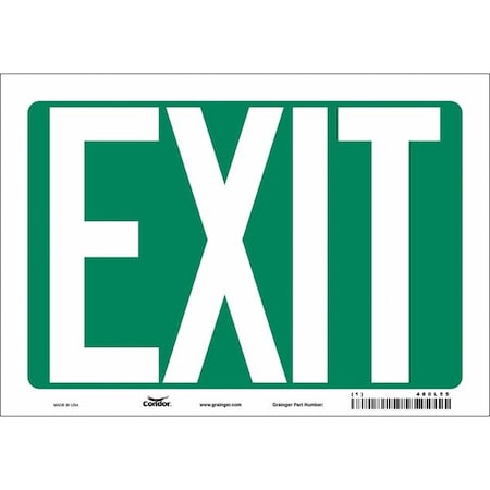 Exit Sign, Vinyl, 10" W, 7" H, EXIT, Green, White