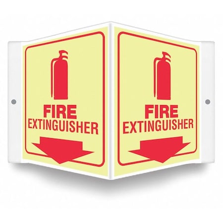 High Visibility Safety Sign, 6 in Height, 8 1/2 in Width, PETG, V-Shape Projection, English