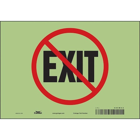 Exit Sign, Vinyl, 10" W, 7" H, (No) Exit, White