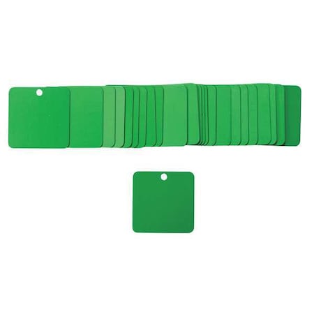 Blank Tag, Aluminum, 2 in H x 2 in W, Green, Square, 25 PK