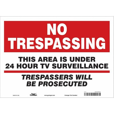 Safety Sign, 10 in Height, 14 in Width, Vinyl, Horizontal Rectangle, English, 453N64
