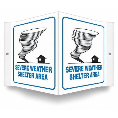 High Visibility Safety Sign, 6 in Height, 8 1/2 in Width, PETG, V-Shape Projection, English