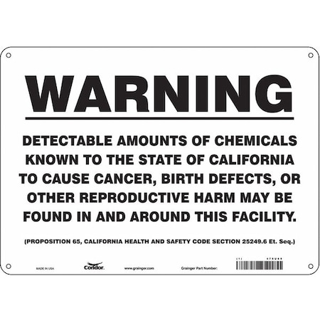 Safety Sign, 10 in Height, 14 in Width, Rectangle