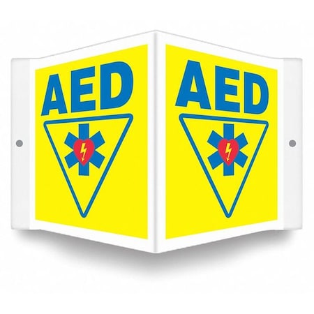AED, 8 1/2 in W x 6 in H, V-Shape Projection, PETG, 480Y22