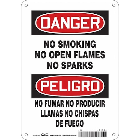 Safety Sign, 10" H, 7 in W, Polyethylene, Horizontal Rectangle, English, Spanish, 474T50