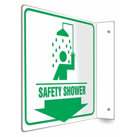 SAFETY SHOWER, 8 in W x 8 in H, L-Shape Projection, PETG, 480Y03