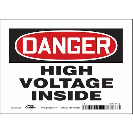 Safety Sign, 5 in Height, 7 in Width, Vinyl, Horizontal Rectangle, English, 479T18