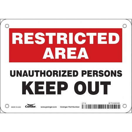 Safety Sign, 5 in Height, 7 in Width, Vinyl, Horizontal Rectangle, English, 472X96
