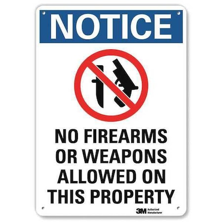 Notice Sign, 10 in H, 7 in W, Aluminum, Horizontal Rectangle, English, U1-1015-NA_7x10