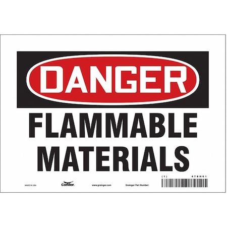 Danger Sign, 7 in H, 10 in W, Vinyl, Vertical Rectangle, English, 478H61