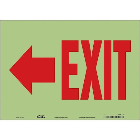 Exit Sign, Vinyl, 14" W, 10" H, Exit, White