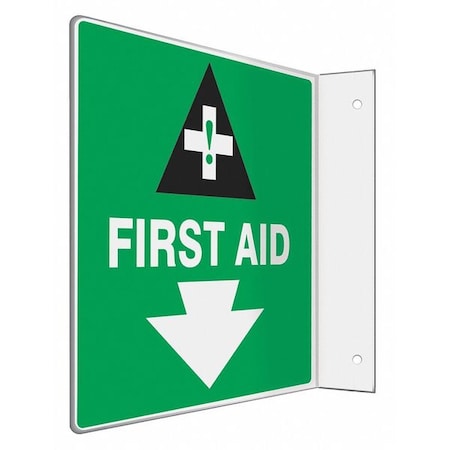 FIRST AID, 8 in W x 8 in H, L-Shape Projection, PETG, 480W53