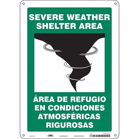 Safety Sign, 14 in Height, 10 in Width, Aluminum, Vertical Rectangle, English, Spanish