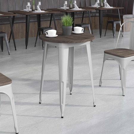 Round Silver Metal Indoor Table with Wal