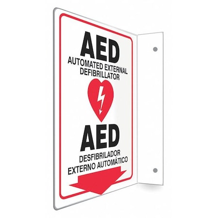 AED AUTOMATIC EXTERNAL DEFIBRILLATOR, Spanish-Bilingual,  9 in W x 12 in H, PETG, 480W42