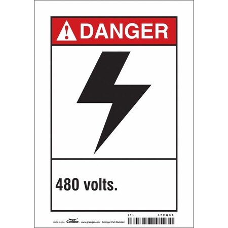 Safety Sign, 10 in Height, 7 in Width, Vinyl, Horizontal Rectangle, English, 479W66