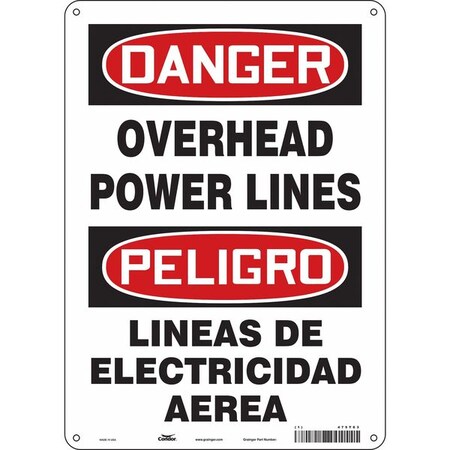 Safety Sign, 14 in Height, 10 in Width, Aluminum, Vertical Rectangle, English, Spanish, 475T63