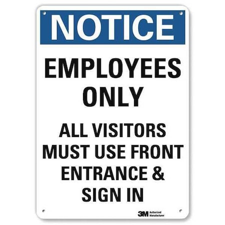 Notice Sign, 10 in H, 7 in W, Aluminum, Horizontal Rectangle, English, U5-1192-NA_7x10