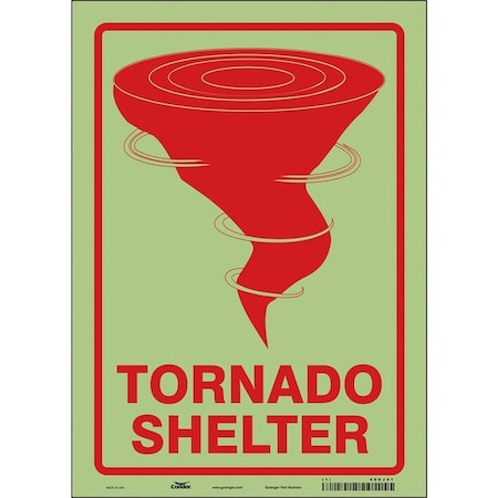 TORNADO SHELTER, 10 in W x 14 in H, Vertical Rectangle, Glow Vinyl, 480J41
