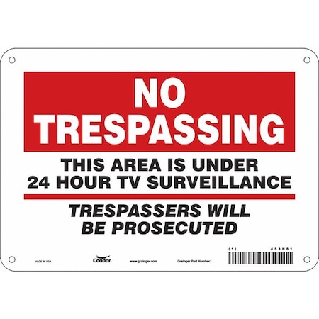 Security Sign, 7 in Height, 10 in Width, Polyethylene, Vertical Rectangle, English