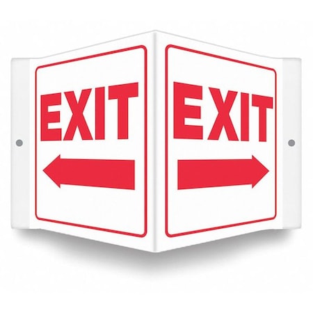 Exit Sign, Plastic, 8-1/2" W, 6" H, Exit, White