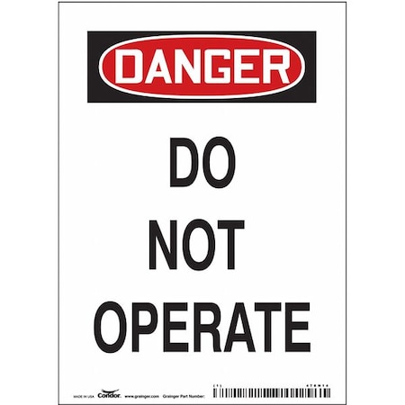Danger, DO NOT OPERATE, 5 in W x 7 in H, Vertical Rectangle, Magnetic Vinyl