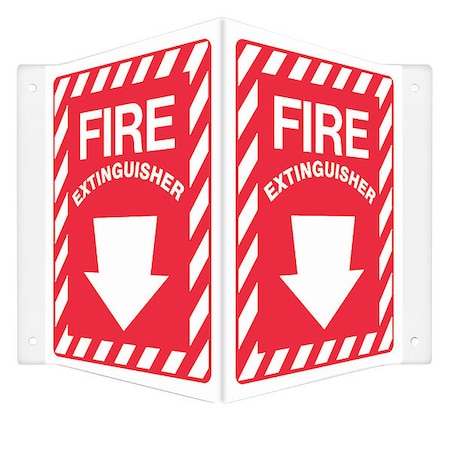 High Visibility Safety Sign, 12 in Height, 14 in Width, PETG, V-Shape Projection, English