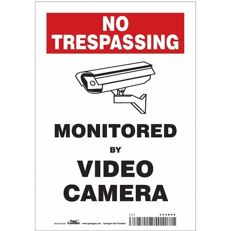 Security Sign, 10 in Height, 7 in Width, Vinyl, Horizontal Rectangle, English