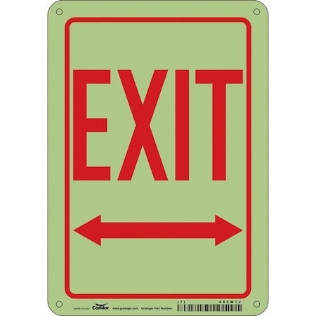 Exit Sign, Plastic, 7" W, 10" H, Exit, White