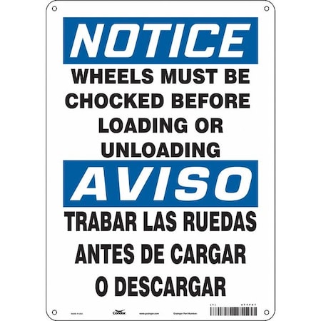 Safety Sign, 14 in Height, 10 in Width, Aluminum, Vertical Rectangle, English, Spanish, 477F67
