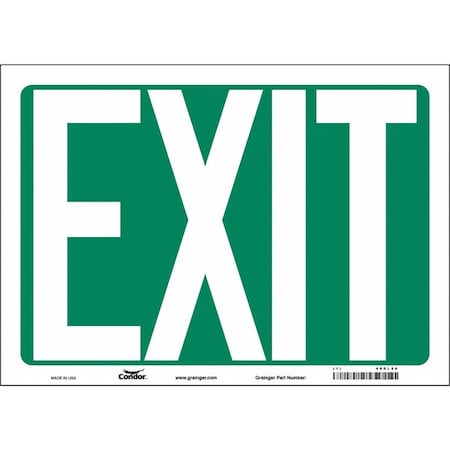 Exit Sign, Vinyl, 14" W, 10" H, EXIT, Green, White